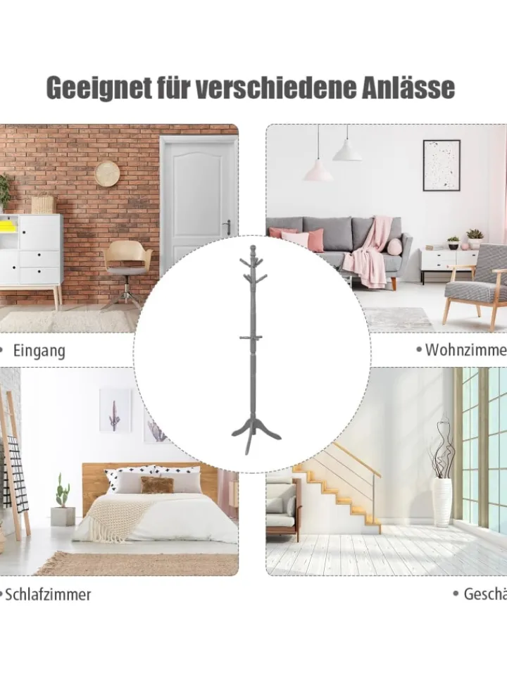 COSTWAY Wäschekörbe & -Ständer<175 cm Garderobenständer in Grau