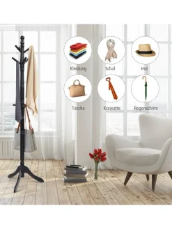 COSTWAY Wäschekörbe & -Ständer<175 cm Garderobenständer in Schwarz