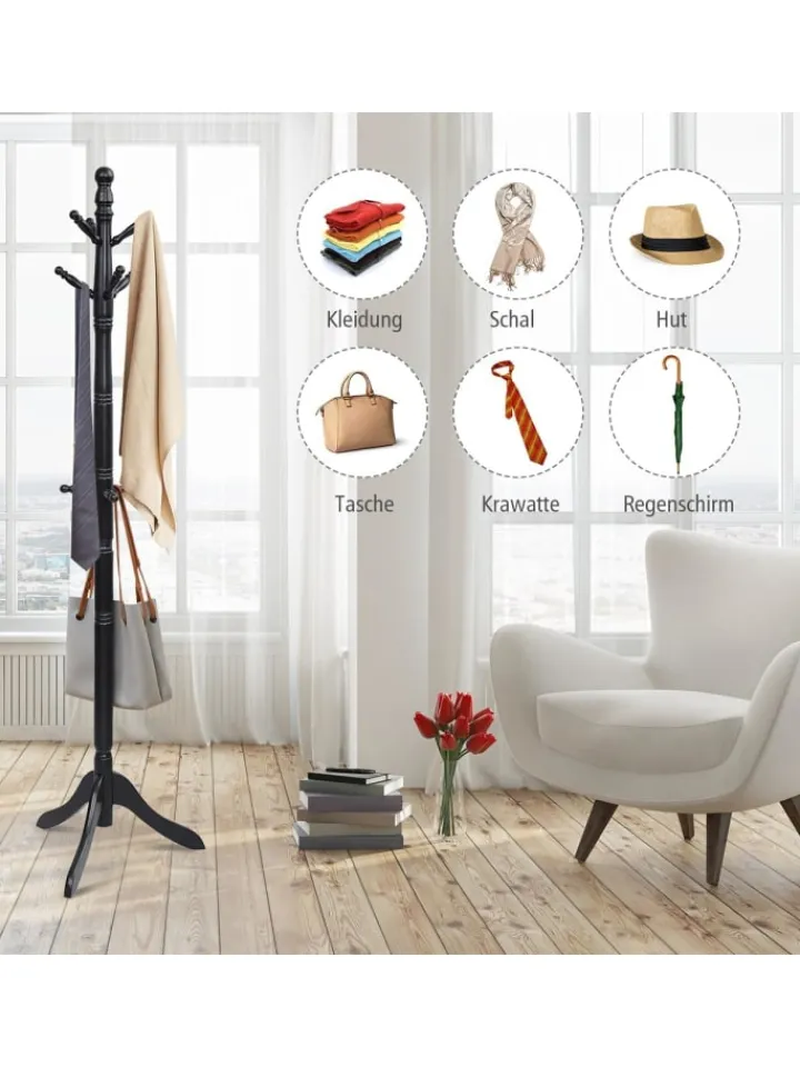 COSTWAY Wäschekörbe & -Ständer<175 cm Garderobenständer in Schwarz