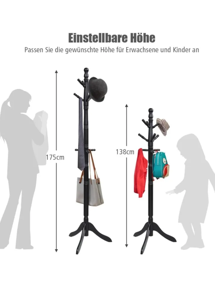 COSTWAY Wäschekörbe & -Ständer<175 cm Garderobenständer in Schwarz