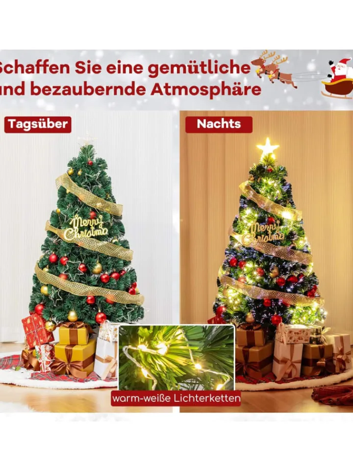 COSTWAY Künstliche Weihnachtsbäume<120 cm Künstlich Weihnachtsbaum mit Beleuchtung in Grün