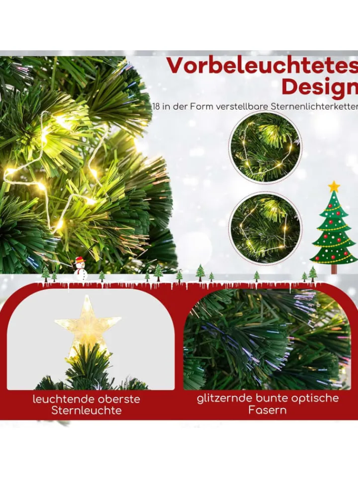 COSTWAY Künstliche Weihnachtsbäume<120 cm Künstlich Weihnachtsbaum mit Beleuchtung in Grün