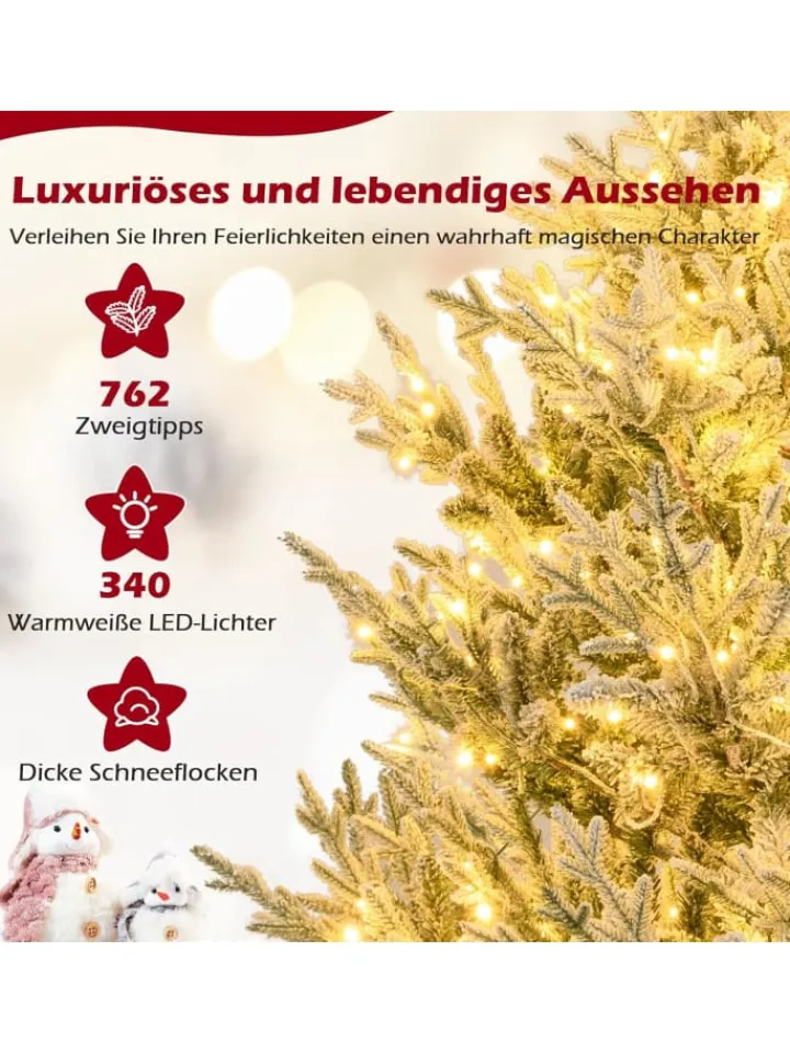 COSTWAY Künstliche Weihnachtsbäume<180 cm Künstlich Weihnachtsbaum mit LED Beleuchtung in Grün