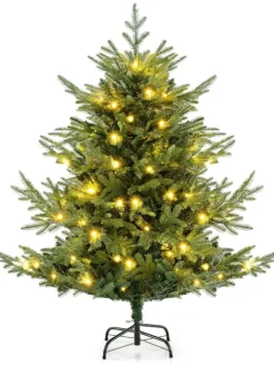 COSTWAY Künstliche Weihnachtsbäume<135 cm Künstlicher Weihnachtsbaum mit Beleuchtung in Grün