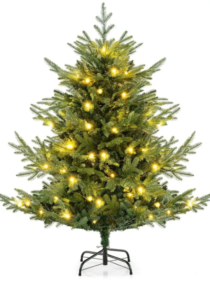 COSTWAY Künstliche Weihnachtsbäume<135 cm Künstlicher Weihnachtsbaum mit Beleuchtung in Grün