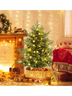 COSTWAY Künstliche Weihnachtsbäume<135 cm Künstlicher Weihnachtsbaum mit Beleuchtung in Grün