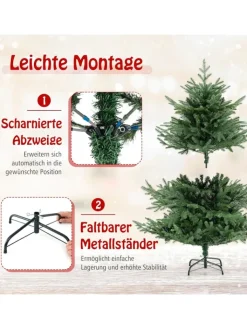 COSTWAY Künstliche Weihnachtsbäume<135 cm Künstlicher Weihnachtsbaum mit Beleuchtung in Grün