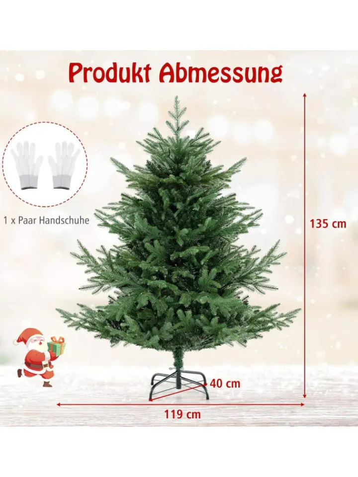 COSTWAY Künstliche Weihnachtsbäume<135 cm Künstlicher Weihnachtsbaum mit Beleuchtung in Grün