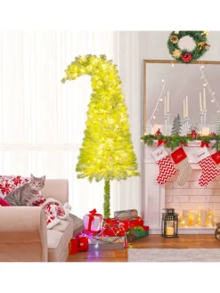 COSTWAY Künstliche Weihnachtsbäume<180 cm Künstlicher Weihnachtsbaum mit Beleuchtung in Grün