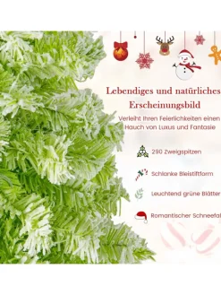 COSTWAY Künstliche Weihnachtsbäume<180 cm Künstlicher Weihnachtsbaum mit Beleuchtung in Grün
