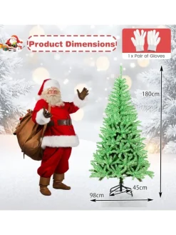 COSTWAY Künstliche Weihnachtsbäume<180 cm Künstlicher Weihnachtsbaum im Dunkeln Leuchtend in Grün