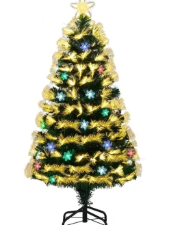 COSTWAY Künstliche Weihnachtsbäume<120 cm Künstlicher Weihnachtsbaum mit Beleuchtung in Grün