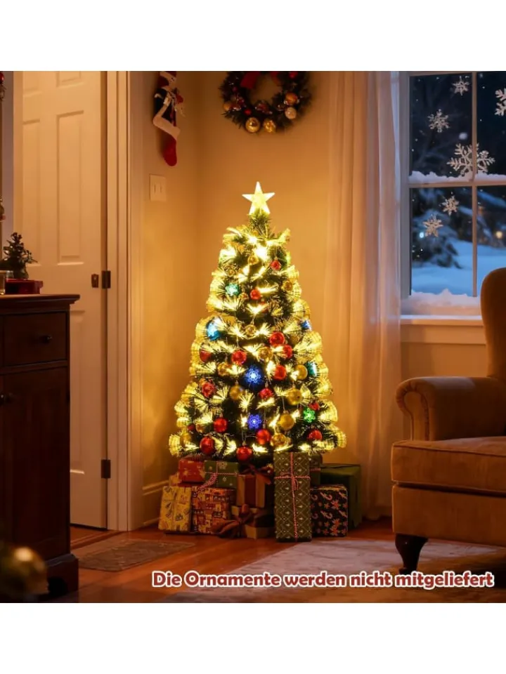 COSTWAY Künstliche Weihnachtsbäume<120 cm Künstlicher Weihnachtsbaum mit Beleuchtung in Grün