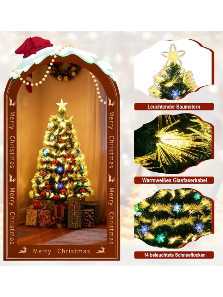 COSTWAY Künstliche Weihnachtsbäume<120 cm Künstlicher Weihnachtsbaum mit Beleuchtung in Grün