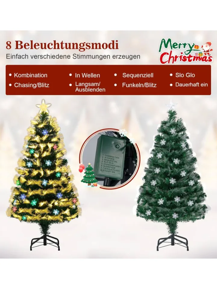 COSTWAY Künstliche Weihnachtsbäume<120 cm Künstlicher Weihnachtsbaum mit Beleuchtung in Grün