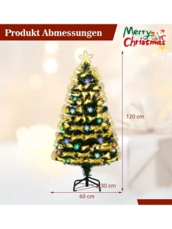 COSTWAY Künstliche Weihnachtsbäume<120 cm Künstlicher Weihnachtsbaum mit Beleuchtung in Grün