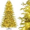 COSTWAY Künstliche Weihnachtsbäume<210 cm Künstlicher Weihnachtsbaum mit Beleuchtung in Grün