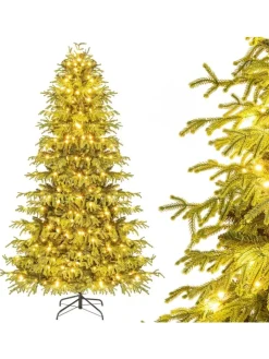 COSTWAY Künstliche Weihnachtsbäume<210 cm Künstlicher Weihnachtsbaum mit Beleuchtung in Grün