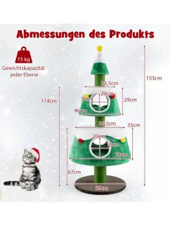 COSTWAY Katzen<153 cm Kratzbaum für Weihnachten Katzenbaum in Grün