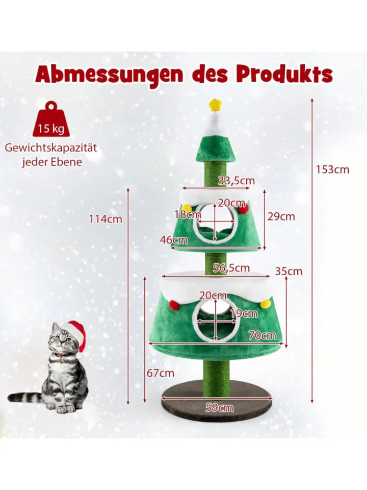 COSTWAY Katzen<153 cm Kratzbaum für Weihnachten Katzenbaum in Grün