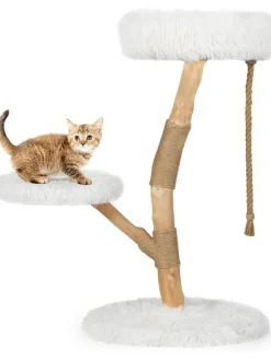 COSTWAY Katzen<90 cm Kratzbaum Holz in Weiß
