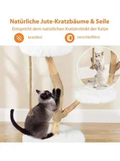 COSTWAY Katzen<90 cm Kratzbaum Holz in Weiß