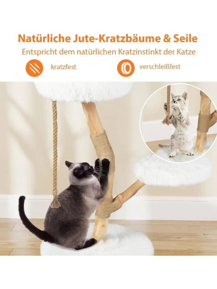 COSTWAY Katzen<90 cm Kratzbaum Holz in Weiß