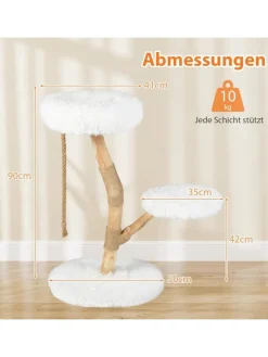 COSTWAY Katzen<90 cm Kratzbaum Holz in Weiß