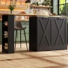 ABRIHOME Regale & Schränke<360° Drehbare Essbar Sideboardschrank mit seitlichen Ablagen und Klapptür