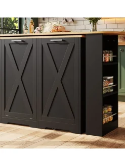 ABRIHOME Regale & Schränke<360° Drehbare Essbar Sideboardschrank mit seitlichen Ablagen und Klapptür
