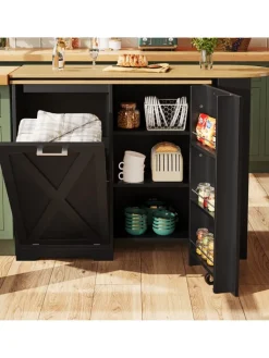 ABRIHOME Regale & Schränke<360° Drehbare Essbar Sideboardschrank mit seitlichen Ablagen und Klapptür