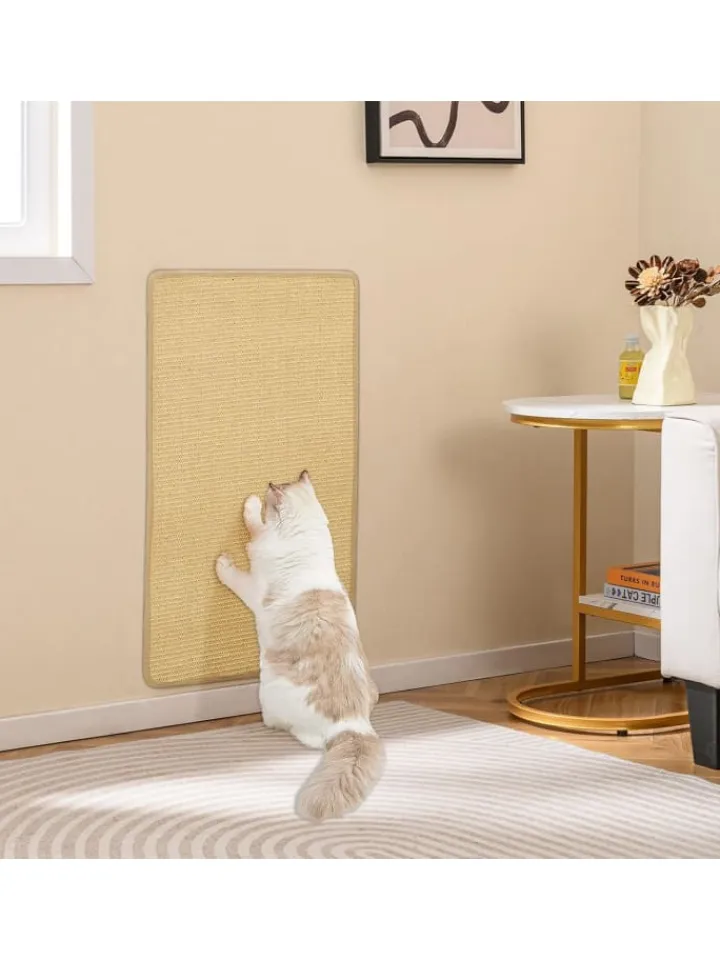 COSTWAY Katzen<2 er Kratzbrett Wand in Hellbraun