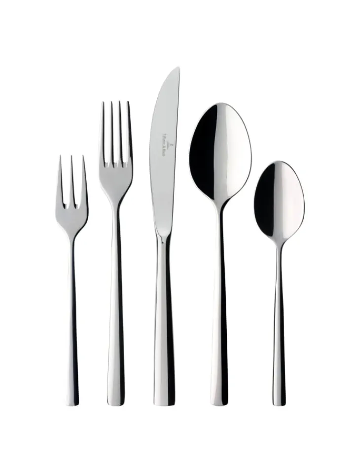 Villeroy & Boch Gedeckter Tisch<30 er-Set Piemont Tafelbesteck in Silber