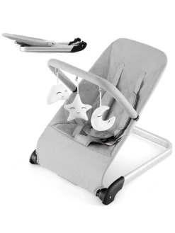 COSTWAY Babymöbel<2 in 1 Babywippe klappbar in Grau