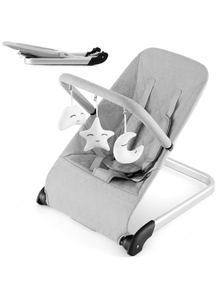 COSTWAY Babymöbel<2 in 1 Babywippe klappbar in Grau