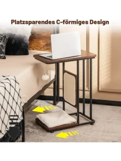COSTWAY Tische<4 in 1 Beistelltisch mit Sisal-Kratzbrett in Braun