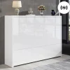 ABRIHOME Regale & Schränke<2 in 1 Faltbarer Sideboard mit Rollen & Wireless Charger, Weiß