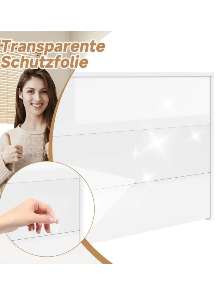 ABRIHOME Regale & Schränke<2 in 1 Faltbarer Sideboard mit Rollen & Wireless Charger, Weiß