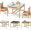 COSTWAY Kindermöbel<4 in 1 Kindertisch mit 2 Stühlen in Hellbraun
