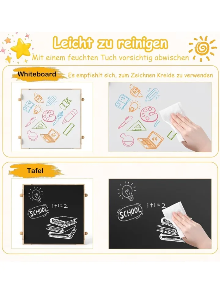 COSTWAY Kindermöbel<4 in 1 Kindertisch mit 2 Stühlen in Hellbraun