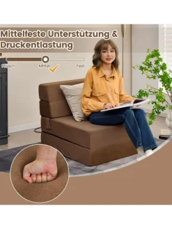 COSTWAY Betten & Matratzen<3 in 1 Schlafsofa in Braun