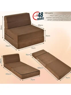 COSTWAY Betten & Matratzen<3 in 1 Schlafsofa in Braun