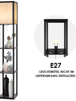 COSTWAY Stehleuchten<2 in 1 Standleuchte Regal 160cm in Schwarz
