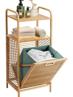 COSTWAY Badmöbel|Badezimmermöbel<40 L Badregal mit Wäschekorb in Grün