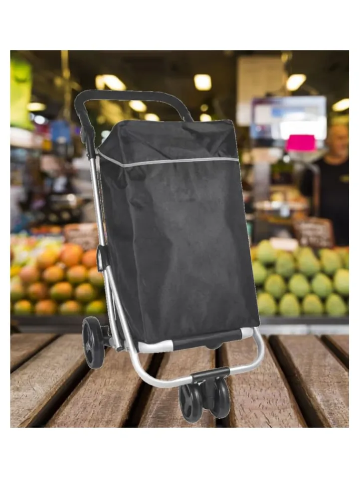 Cheffinger Einkaufstaschen & -Trolleys<48 L Einkaufswagen + 12 L Kühltasche Einkauf Trolley Trolley in Schwarz