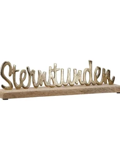 GILDE Dekofiguren & -Objekte<, MangohDeko-Schriftzug "Sternstunden" in Gold/ Natur - (B)30 x (H)9 x (T)6,5 cm