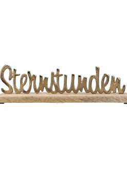GILDE Dekofiguren & -Objekte<, MangohDeko-Schriftzug "Sternstunden" in Gold/ Natur - (B)30 x (H)9 x (T)6,5 cm