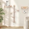 COSTWAY Katzen<5 PCS Kletterwand Katzen in Hellbraun