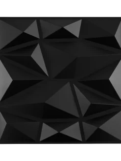 COSTWAY Wanddekoration<50 Stück 3D Wandpaneele Diamant 30x30cm in Schwarz