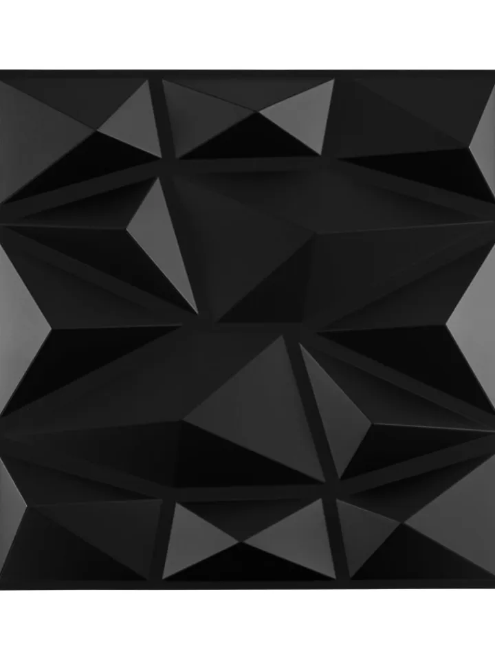COSTWAY Wanddekoration<50 Stück 3D Wandpaneele Diamant 30x30cm in Schwarz